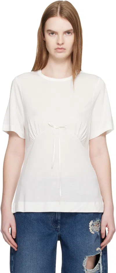 Simone Rocha White Gathered Bust Bow T-shirt