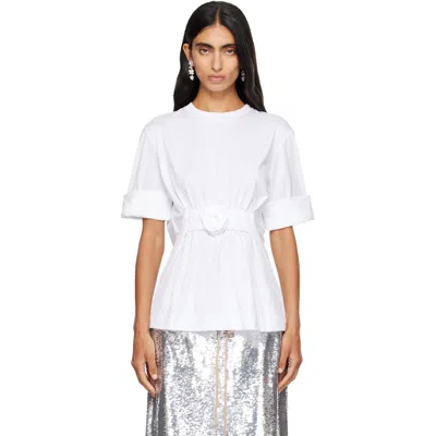 Simone Rocha White Gathered Rose Wire Sleeve Boy T-shirt