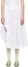 Simone Rocha White Gathered Slit Midi Skirt In White