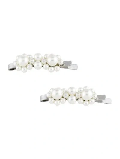 Pre-owned Simone Rocha White Hair Clip W/ Silver-toned Hardware In Multi
