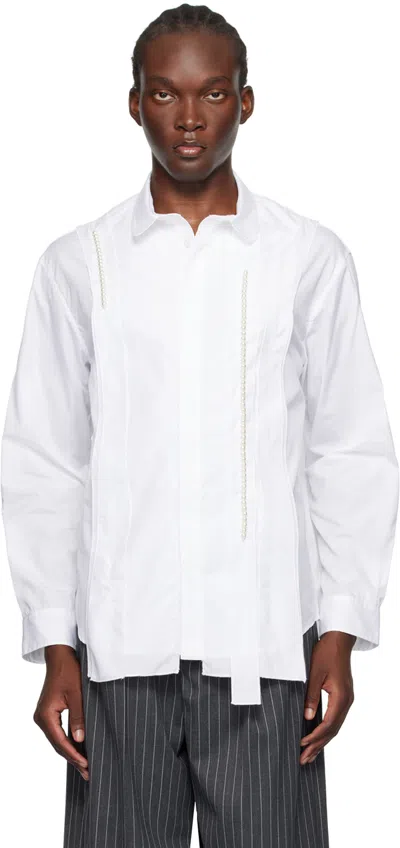 Simone Rocha White Inverted Seam Shirt In White/pearl