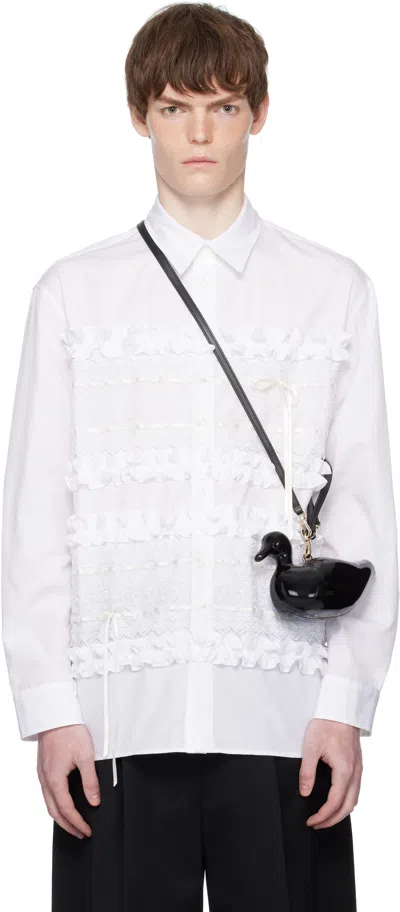 Simone Rocha White Lace Ribbon Trim Easy Shirt