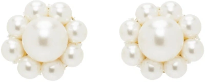 Simone Rocha White Mini Daisy Stud Single Earring In Pearl