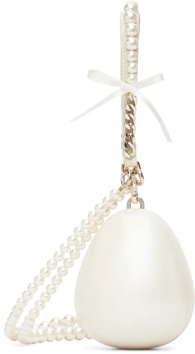Simone Rocha White Pearl & Chain Strap Pearl Egg Bag