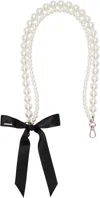 Simone Rocha White Pearl Bow Bag Strap In Pearl/black
