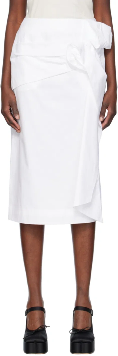 Simone Rocha White Pressed Rose Midi Skirt