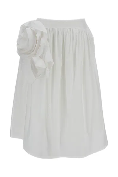 Simone Rocha White Pressed Rosette 3d Floral Midi Skirt