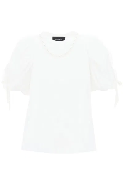 Simone Rocha Embellished Puff-sleeve T-shirt In White