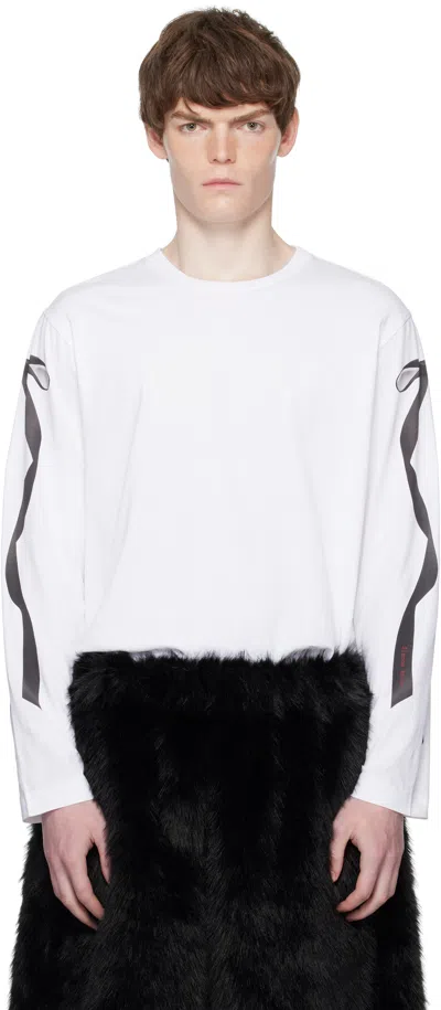 Simone Rocha White Ribbon Bow Tail Long Sleeve T-shirt