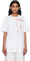 Simone Rocha White Ribbon Bow Tail T-shirt In Multi
