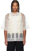 Simone Rocha White Ribbon Daisy Chain Boxy Shirt In Brown