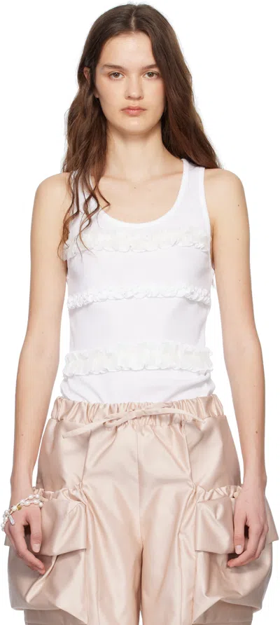 SIMONE ROCHA WHITE RUFFLE FRILL TANK TOP