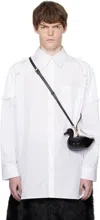 Simone Rocha Ruffle Shoulder Patch Tunic Shirt In White