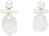 Simone Rocha White Stacked Baroque Pearl Stud Earrings In Pearl