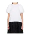 Simone Rocha White Tulle Overlay Puff Sleeve Frill T-shirt In White