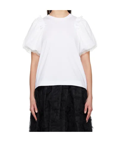 SIMONE ROCHA WHITE TULLE OVERLAY PUFF SLEEVE FRILL T-SHIRT