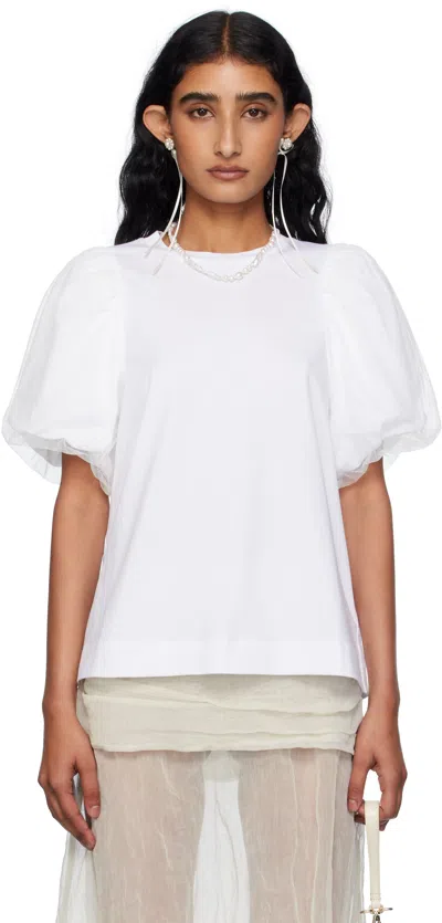 Simone Rocha White Tulle Overlay Puff Sleeve T-shirt