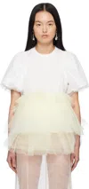 Simone Rocha White Tulle Overlay Puff Sleeve Tutu Hem T-shirt In White