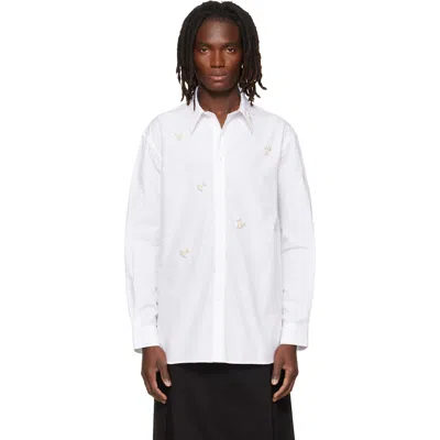 Simone Rocha White Turbo Beaded Easy Shirt In Multi
