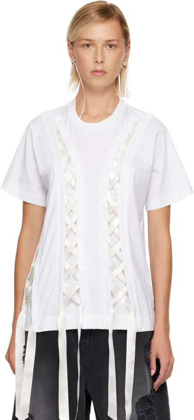 Simone Rocha White Unraveling Ribbon T-shirt