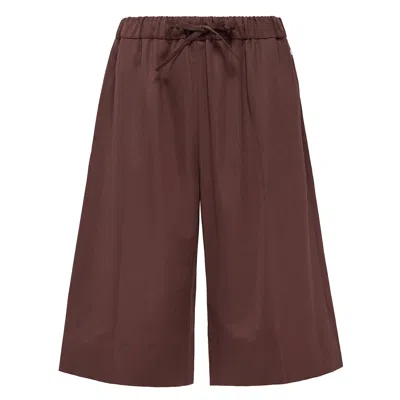 Simone Rocha Wide Leg Drawstring Long Shorts In Brown