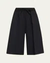 Simone Rocha Wide Leg Elasticated Long Wool Shorts In Black