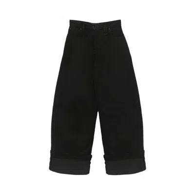 Pre-owned Simone Rocha Wide Leg Puddle Jeans 'black/jet' | Women's Size 8