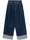 Simone Rocha Puddle Wide-leg Pleated Crystal-embellished Jeans In Blue