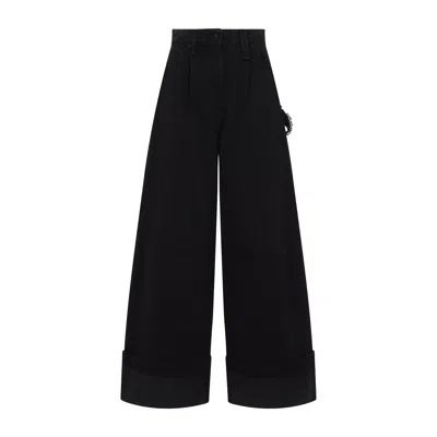 Simone Rocha Wide Leg Puddle Jeans In Black
