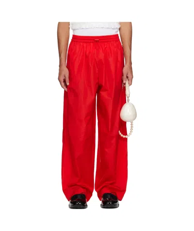 Simone Rocha Wide-legged Belted Track Pants In Red