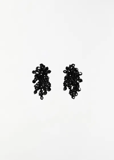 Simone Rocha Wilted Chandelier Earrings In Jet