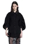 Simone Rocha Sculpted Denim Coat In Black
