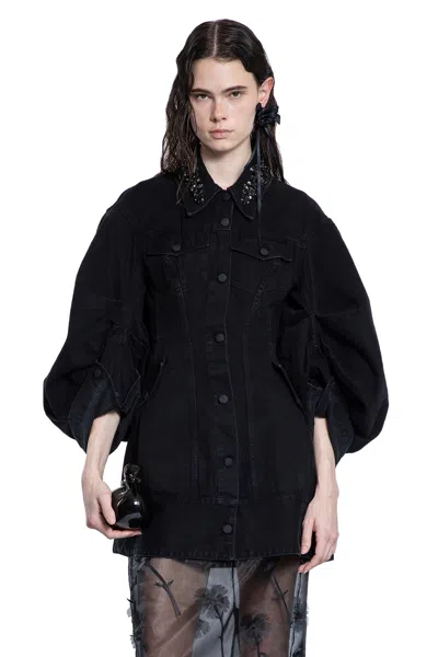 SIMONE ROCHA EMBELLISHED SCULPTED SHORT DENIM JACKET