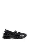 Simone Rocha Crystal Buckle Tracker Leather-trimmed Shoes In Black