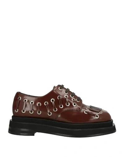 Simone Rocha Woman Lace-up Shoes Brown Size 5 Leather
