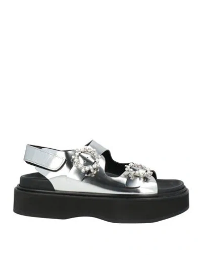 Simone Rocha Woman Sandals Silver Size 9 Leather