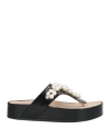 Simone Rocha Woman Thong Sandal Black Size 8 Leather In Black
