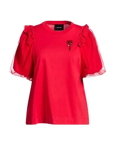 Simone Rocha Woman T-shirt Red Size S Cotton, Polyamide