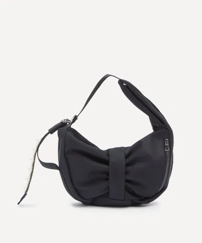 Simone Rocha Women's Beaded Mini Sling Bow Shoulder Bag In Black