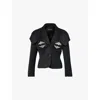 Simone Rocha Crystal-embellished Woven Jacket In Black/clear
