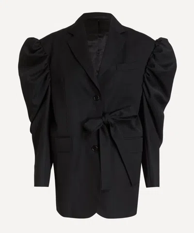 Simone Rocha Women's Black Cut-out Draped Sleeve Bow Jacket