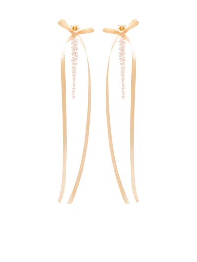 Simone Rocha Women Bow Ribbon Drip Earrings In Pink