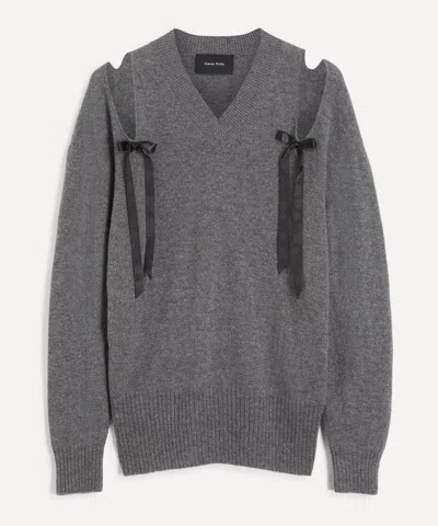 Simone Rocha Women's Cashmere Cut-out Bow Jumper In Grey