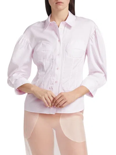 Simone Rocha Women's Corset Seamed Poplin Shirt In Neutral