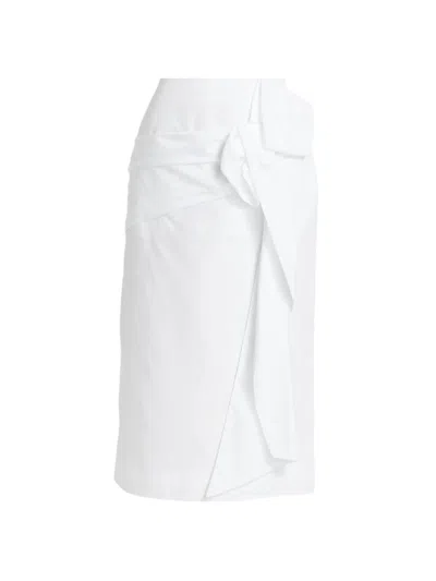 Simone Rocha Gathered-detail Cotton Midi Skirt In White