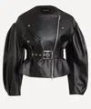 Simone Rocha Women's Cropped Sculpted Belt Detail Biker Jacket In Black