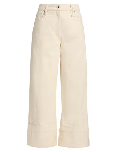 Simone Rocha Women's Cuffed Hem Cotton Straight-leg Jeans In Sand