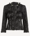 Simone Rocha Embellished Sculpted Frill Bust Fray Jacket In Black