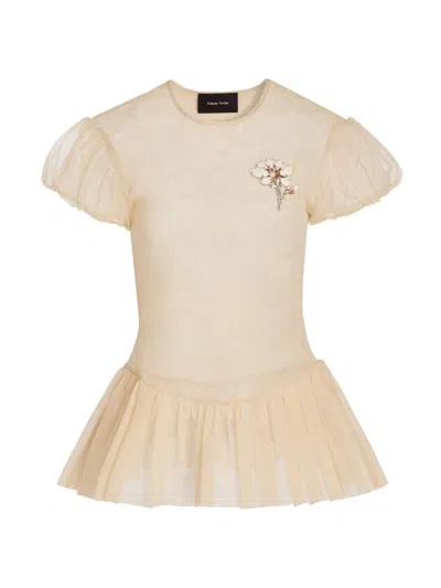 Simone Rocha Women's Floral Appliqué Sheer Peplum Top