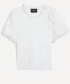 Simone Rocha Tulle Overlay Puff Sleeve T-shirt With Faux Pearl Trim In White
